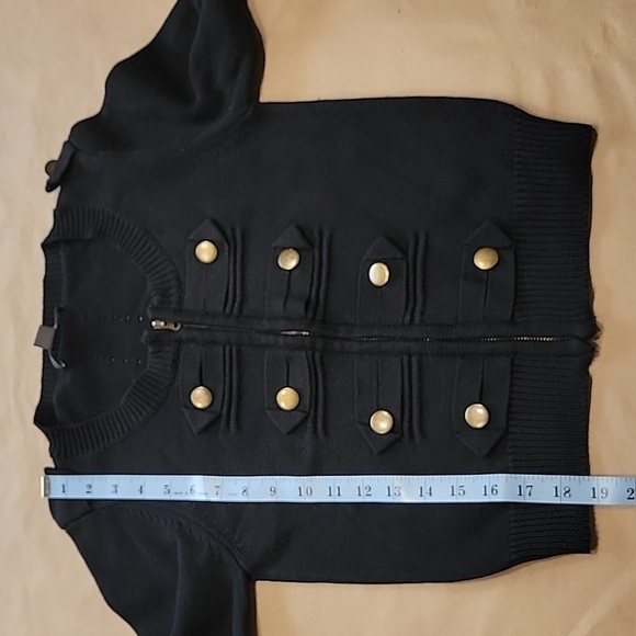 Forever 21 Size S Black Military Button Sweater, Epaulettes, Zip Front Closure - Picture 9 of 14